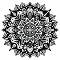  Detailed Black and White Mandala Art - Intricate Hand-Drawn Style Vector isolated on white background