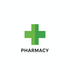 Fototapeta premium Pharmacy Logo – Green Cross Medical Symbol for Drugstore, Health Care, or Medical Brand Identity