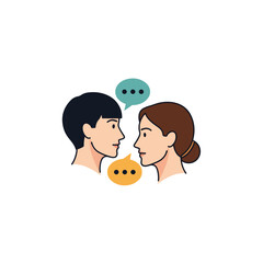 Communication Logo – Talking People Icon for Chat, Language, Podcast, or Counseling Brand Design
