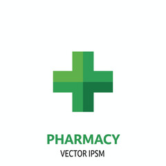 Pharmacy Logo – Green Cross Medical Symbol for Drugstore, Health Care, or Medical Brand Identity