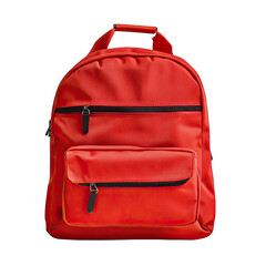 Red backpack, zipped compartments