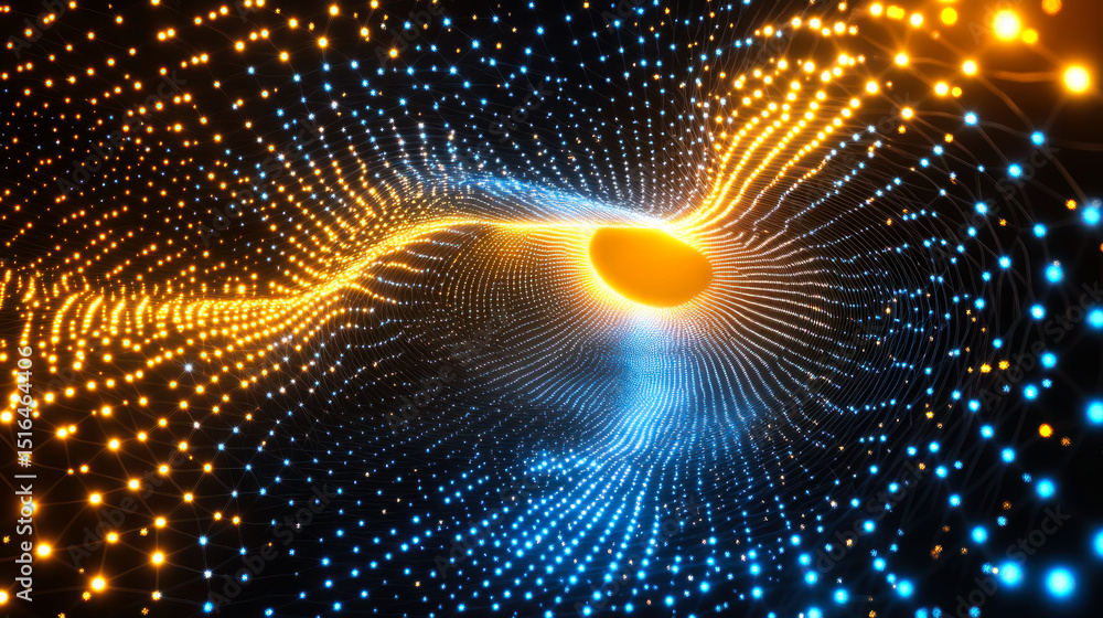Aufkleber Colorful light waves flow in a mesmerizing digital design creating a dynamic visual experience in a dark background