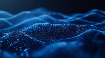 Abstract Blue Water Wave with Shimmering Reflections and Soft Light Effects