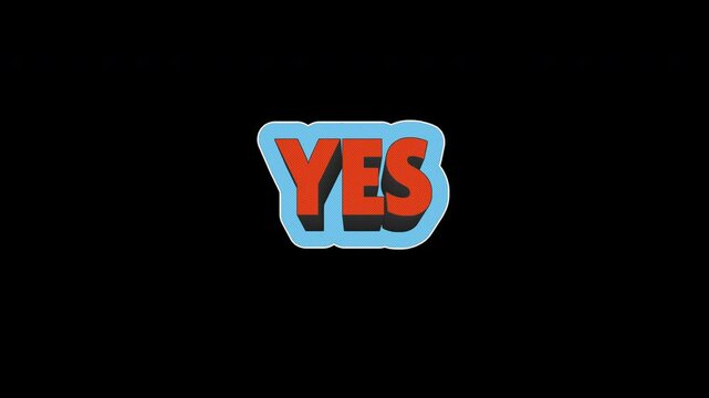 Yes - Retro Halftone Kinetic Social Media Title Loop On Alpha Background