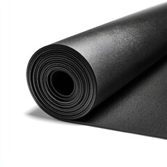Black rubber exercise mat roll