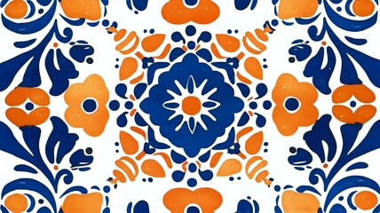 Vibrant Talavera Tiles: A Kaleidoscope of Blue and Orange