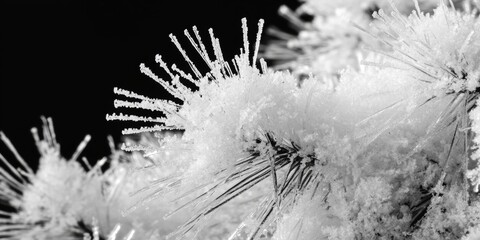 A close up of a tree covered in snow