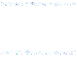 雨とてるてる坊主のかわいいフレーム