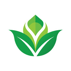 Stylized Green Leaf Logo for Eco-Friendly Brands