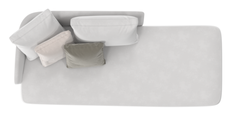 A white couch with pillows on it