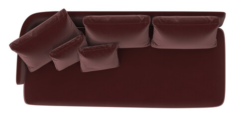 A large plush couch with a red color