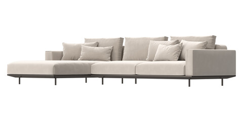 Beige sectional sofa angled view isolated.