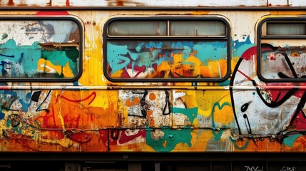 Obraz premium Graffiti-covered train car side