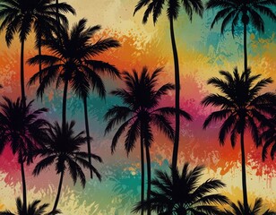 Abstract background with palm trees