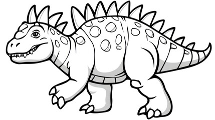 Cartoon dinosaur in black and white