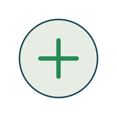 Fototapeta premium Minimalist Add Symbol with Green Cross Line in Round Shape Design for Mobile UI and Web Elements