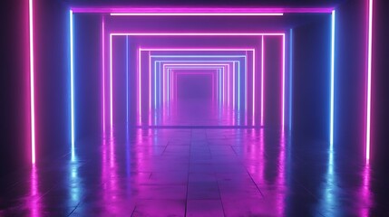 Neon tunnel with vibrant colors