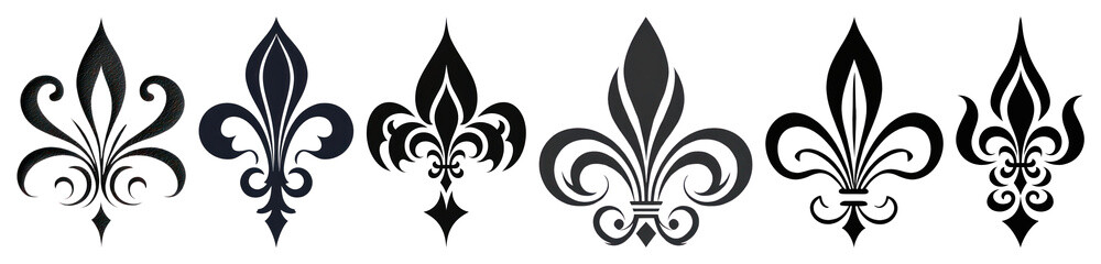 PNG Elegant fleur-de-lis vector design, element set on transparent background