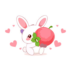 Charming cartoon bunny vector set in pastel pink tones. Each character expresses love and cuteness—perfect for Valentine’s Day themes, kids decor, and stationery design.