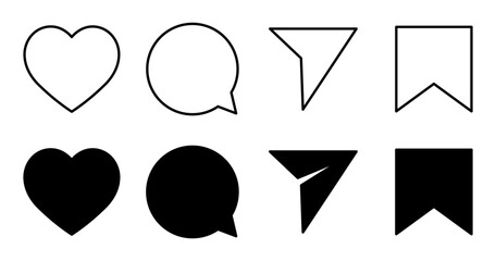 Like Comment Share and Save Button Icon Social Media Post Reaction. Vector Illustration