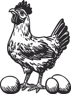 vector illustration of a chicken, rooster vector, animal farm vector