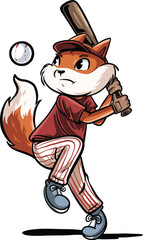 cartoon design of wolf mascot playing baseball