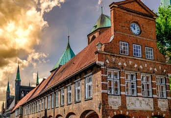 historic buildings at the olt town of Luebeck - germany