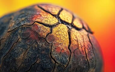 Single walnut macro shot with textured shell in sharp focus against blurred bokeh background.