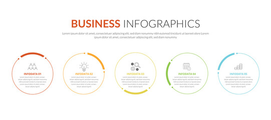 Business Infographics with Circular Process Diagram Five-Step circular infographic presentation