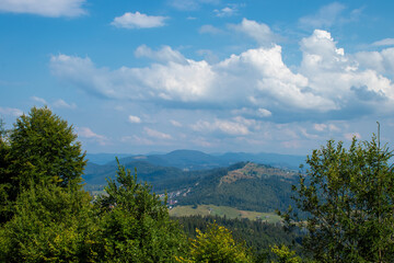 Carpathian Mountains Near Yaremche and Bukovel. Panorama of Mountains from Mount Makovitsa in Yaremche, Ukraine