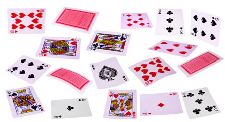 flying playing cards isolated