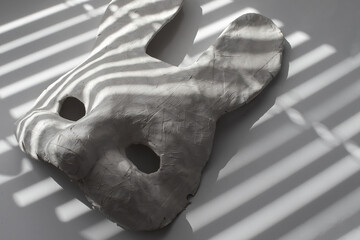 White hare mask on textured background, mysterious and abstract concept