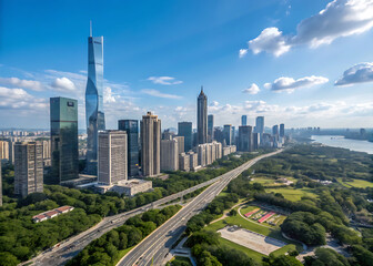 Aerial View Modern City And