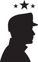Veterans Day military tribute, soldier silhouette, patriotic honor design, military cap with stars, hero remembrance, armed forces appreciation, Veterans Day graphic element, USA veteran celebration 