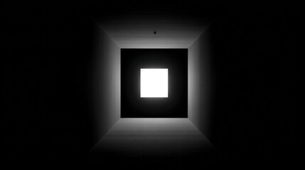 Mesmerizing Monochrome Illusion: A Captivating 3D Square Aperture Artwork Evoking Depth and Curiosity Through Striking Contrast and Geometric Precision
