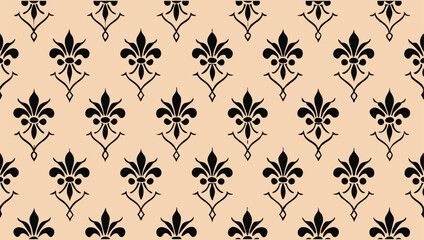 Vintage Fleur-de-Lis pattern on beige background