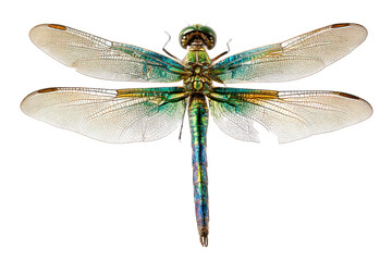 Vibrant Green Dragonfly with Translucent Wings Close-Up Macro Photography