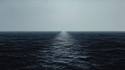 Fototapeta premium Monochrome Endless Horizon Visual Serenity Minimalist Landscape Art Tranquil Vista Timeless Black and White Painting Atmospheric Seascape Contemplative Artwork Artistic Expression 