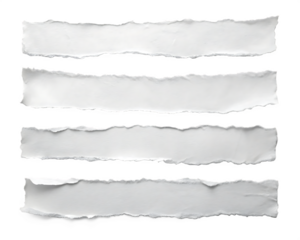 white ripped paper torn edges strips isolated on white background, PNG
