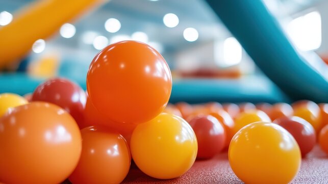 A vibrant arrangement of colorful plastic balls fills the play area, creating an inviting and playful environment, perfect for children to explore and enjoy their playtime adventures.