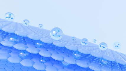 3D cosmetic Magic Blue serum moisturizes and closes up sagging skin cells. Modern moisturizers are used to brighten dark skin tones. Age spots or freckles serum.