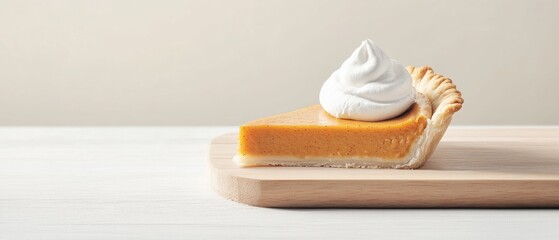 Dessert Slice on Board. Vegetarian Sweet Food with Cream. Tasty Food for After Dinner.