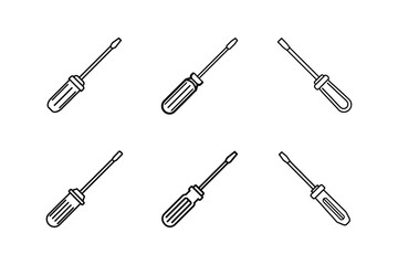 screwdriver line art vector illustration