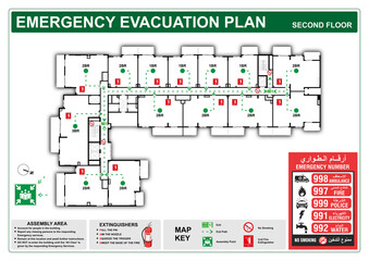 emergency evacuation plan template with sample floor plan. fire evacuation plan