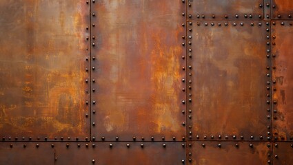Rusty Metal Plate Background With Rivets Detailed Industrial Texture Aged Surface