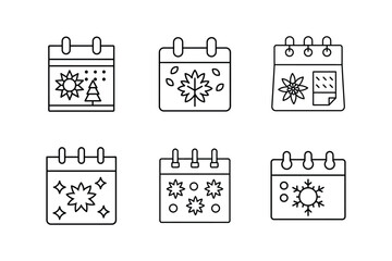 season calendar icon line art vector illustration