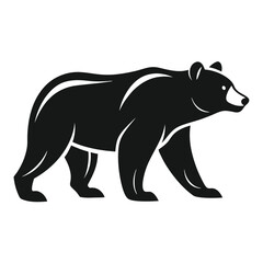 Fototapeta premium Black Bear Walking Silhouette Illustration, Side Profile of Wild Animal, Wildlife Icon