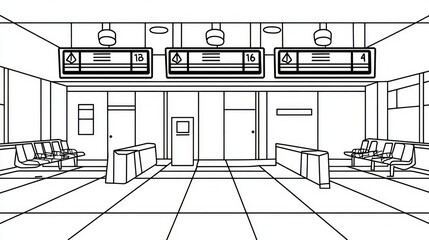 Interior sketch of a modern waiting area