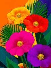 Vibrant pop-art floral arrangement