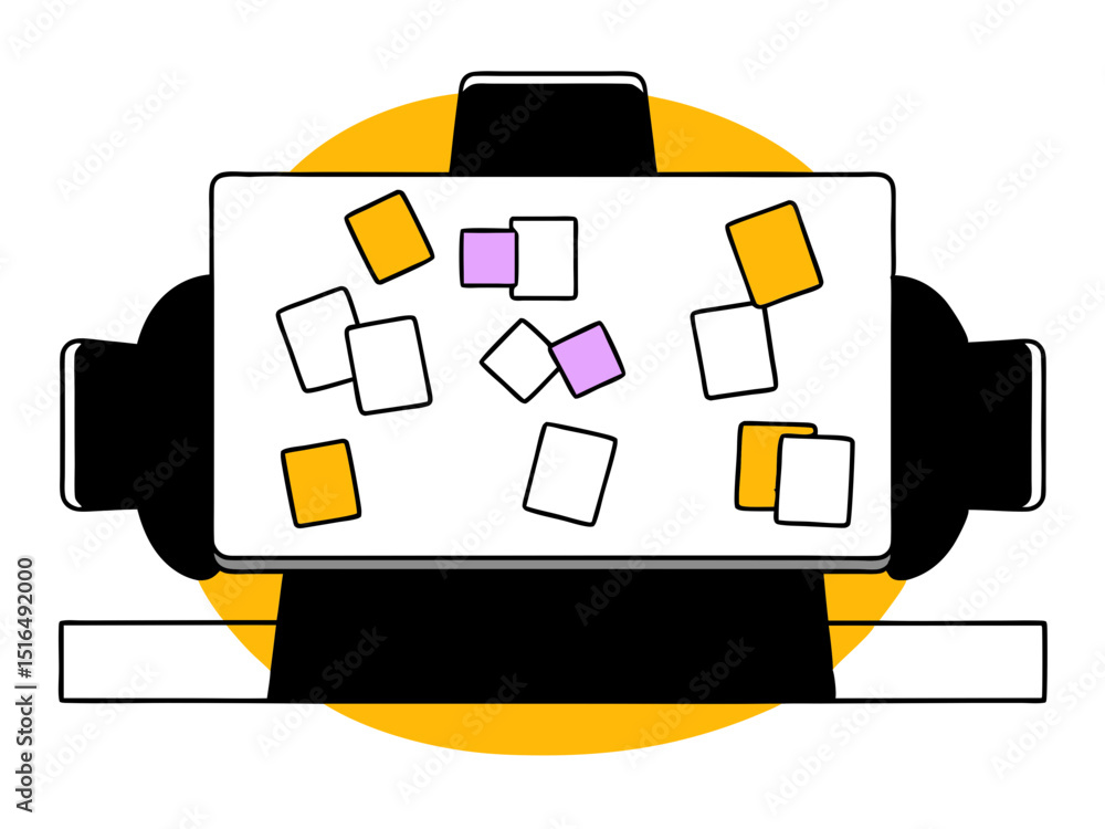 Poster collaborative brainstorming session ideas & sticky notes on a tabletop